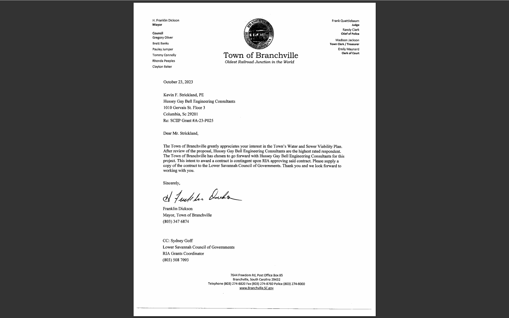 Utilities Town of Branchville